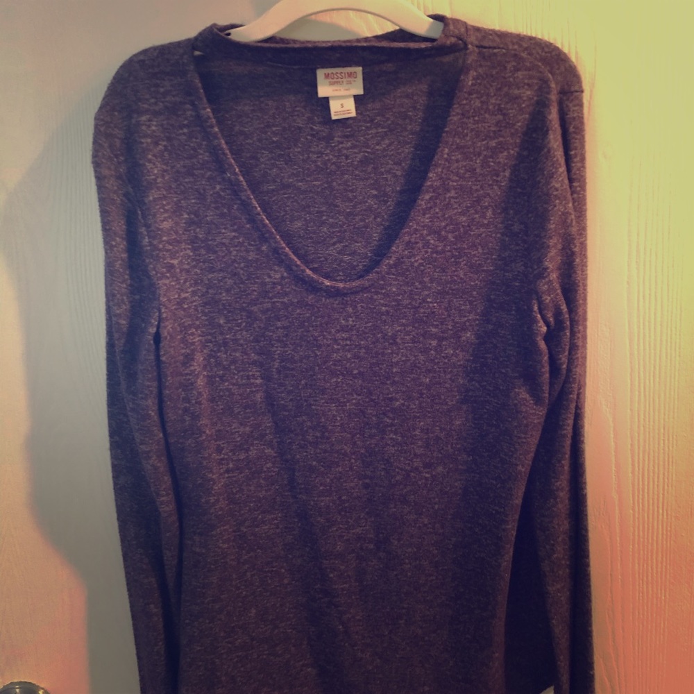 Purple long sleeve scoop neck shirt